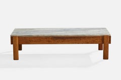 Brazilian Designer, Coffee Table, Wood, Marble, Brazil, 1960s