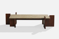 Brazilian Designer, Coffee Table, Wood, Marble, Brazil, 1960s