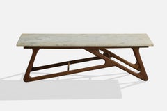 Designer brésilien, table basse, Wood, Marbre, Brésil, années 1960