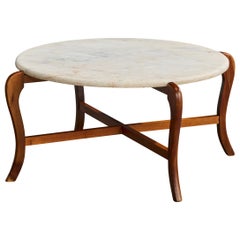 Designer brésilien, table basse, Wood, Marbre, Brésil, années 1960