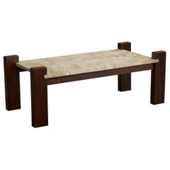 Brazilian Designer, Coffee Table, Wood, Marble, Brazil, 1960s