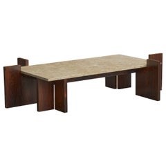 Brazilian Designer, Coffee Table, Wood, Marble, Brazil, 1960s