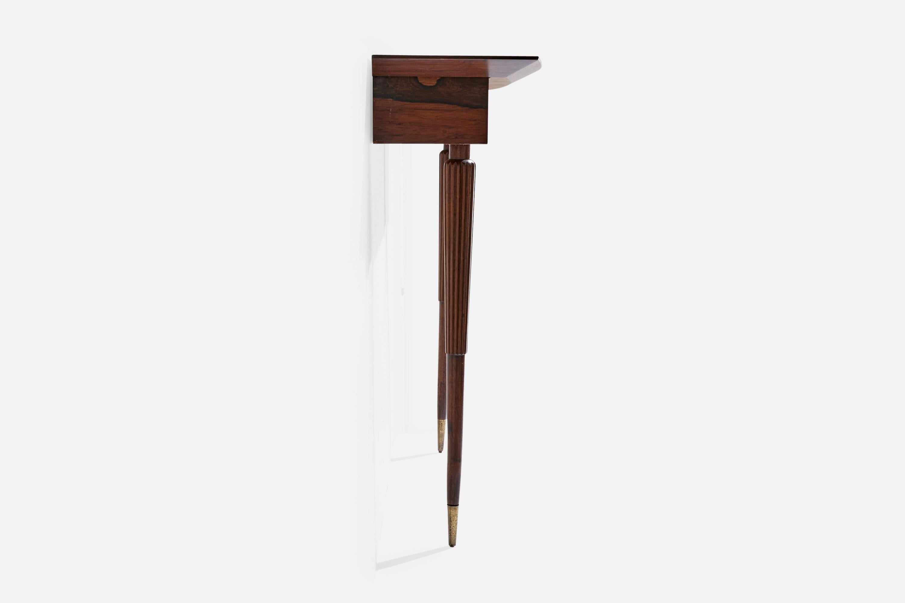 Diseñador brasileño, mesa consola, palisandro, latón, Brasil, años 50 Brasileño en venta