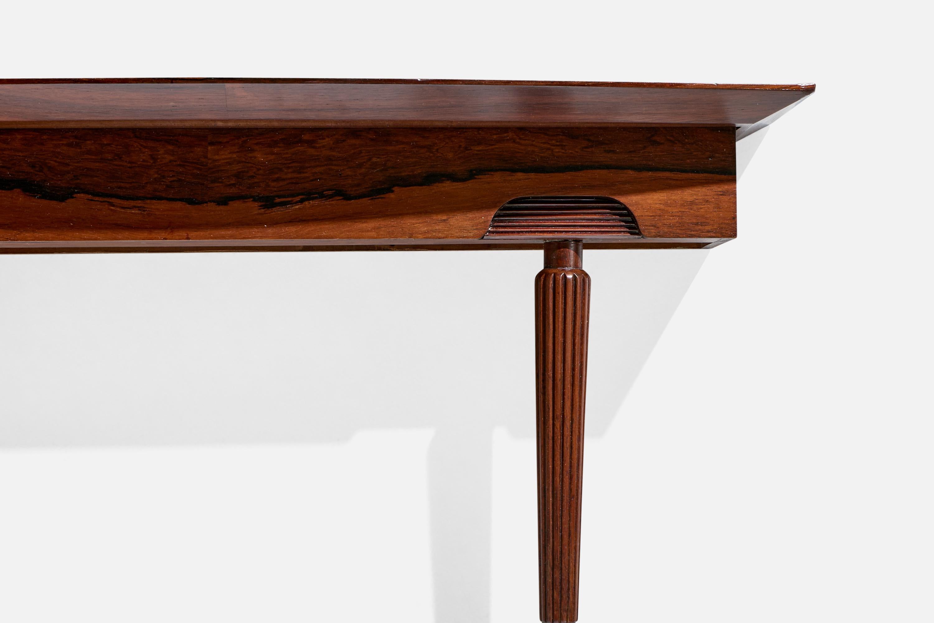 Diseñador brasileño, mesa consola, palisandro, latón, Brasil, años 50 en Bueno estado para la venta en High Point, NC