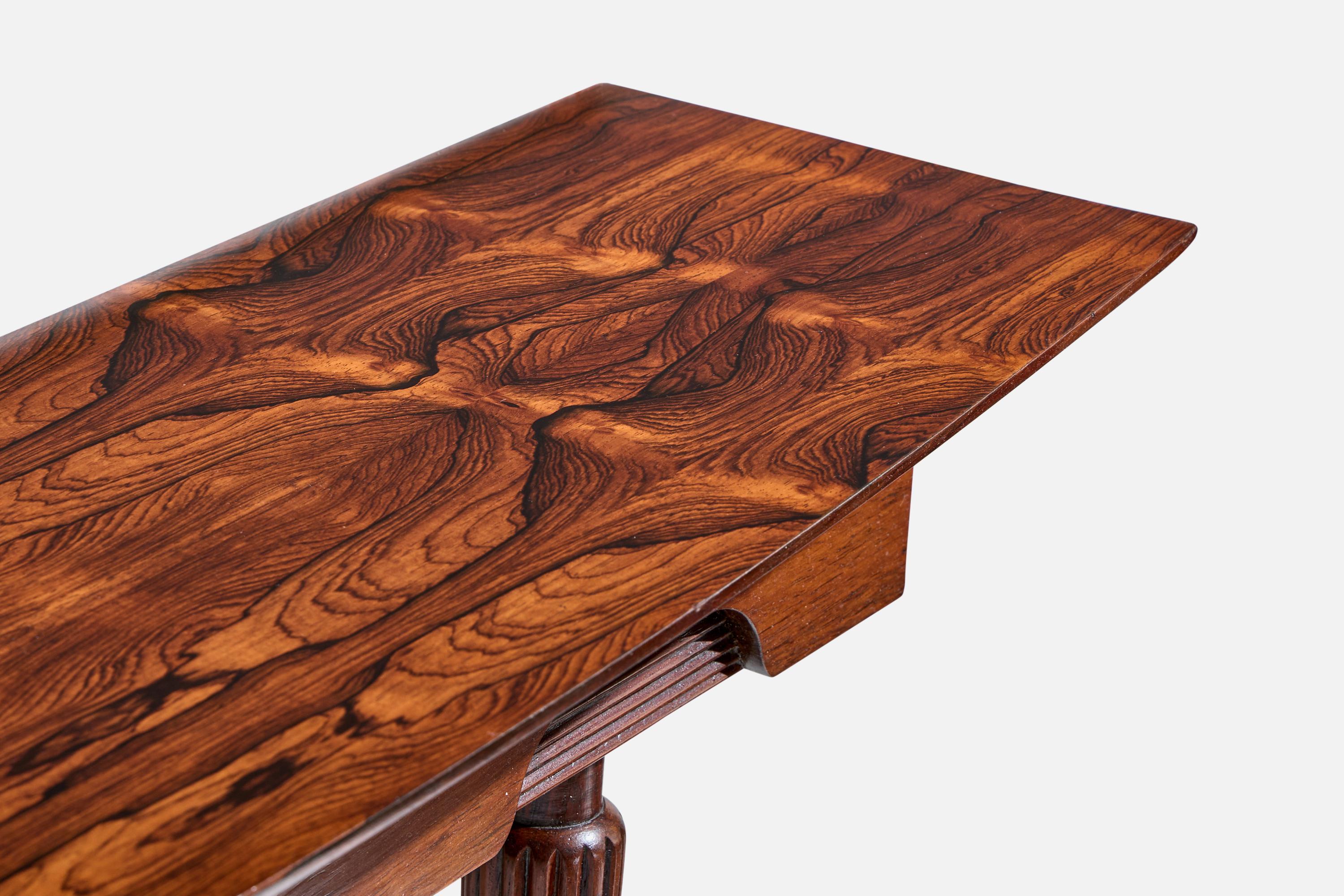 Diseñador brasileño, mesa consola, palisandro, latón, Brasil, años 50 mediados del siglo XX en venta