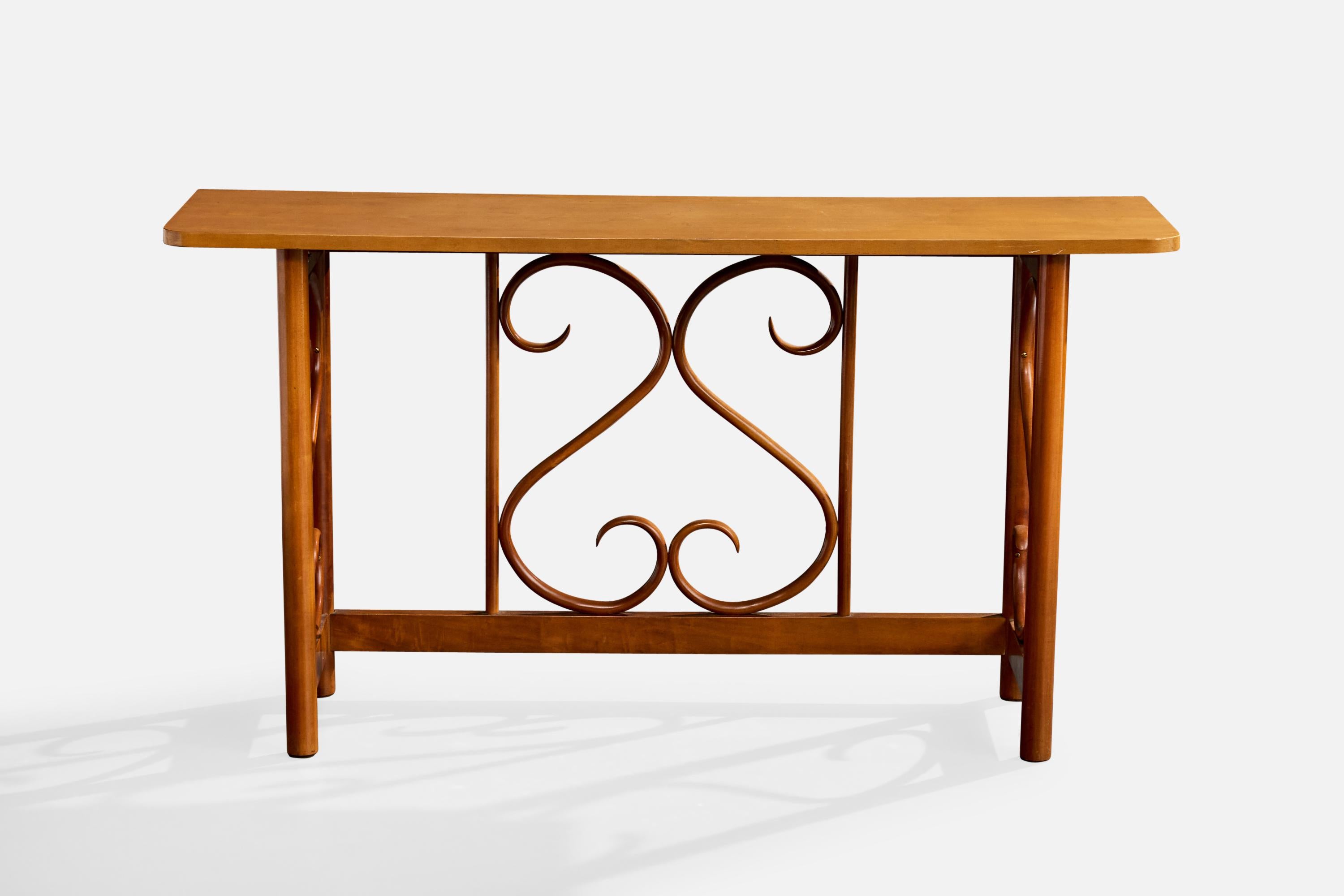 Mid-Century Modern Designer brésilien, table console, Wood, Brésil, années 1970 en vente