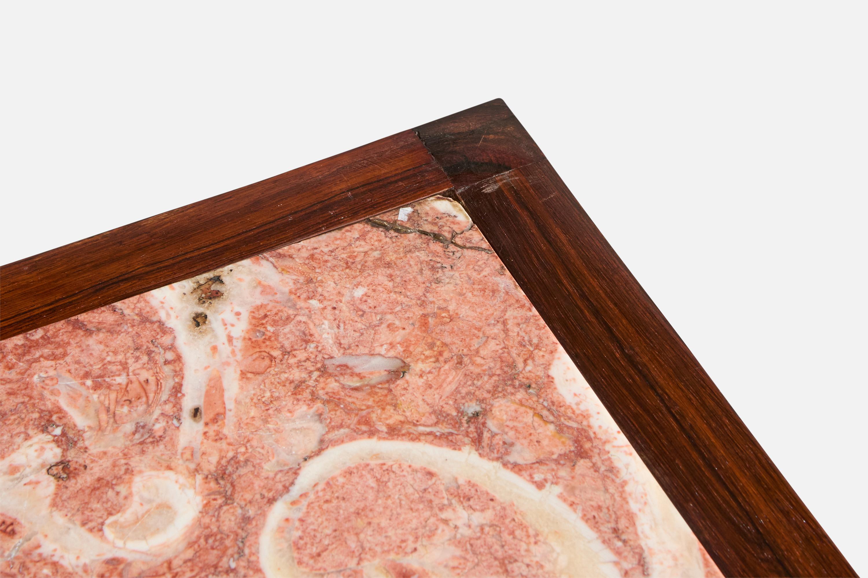 Brasilianischer Designer, Konsolentisch, Holz, Marmor, Brasilien, 1950er Jahre im Angebot 5
