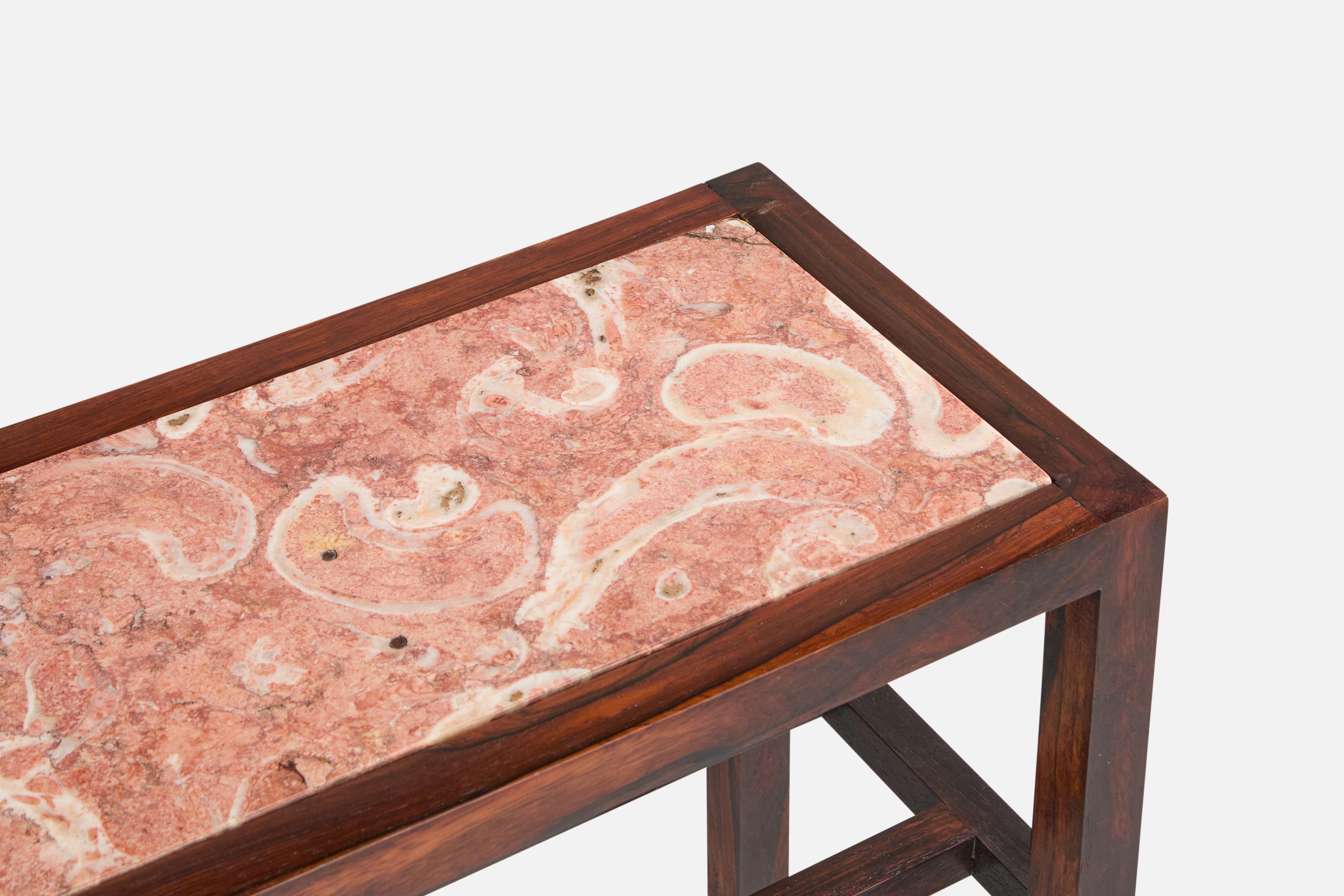 Brasilianischer Designer, Konsolentisch, Holz, Marmor, Brasilien, 1950er Jahre im Angebot 4