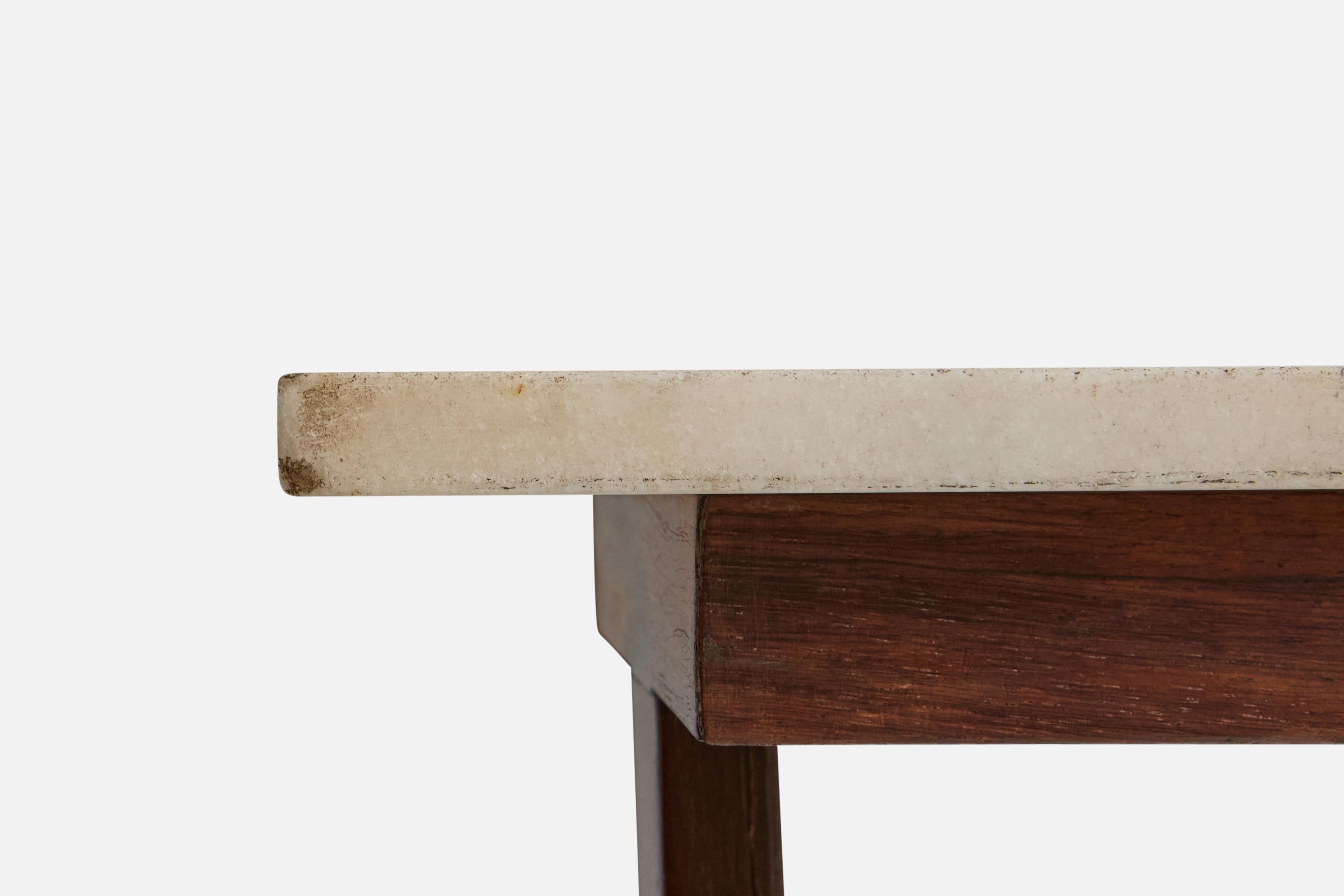 Brazilian Designer, Console Table, Wood, Marble, Brazil, 1960s For Sale 5