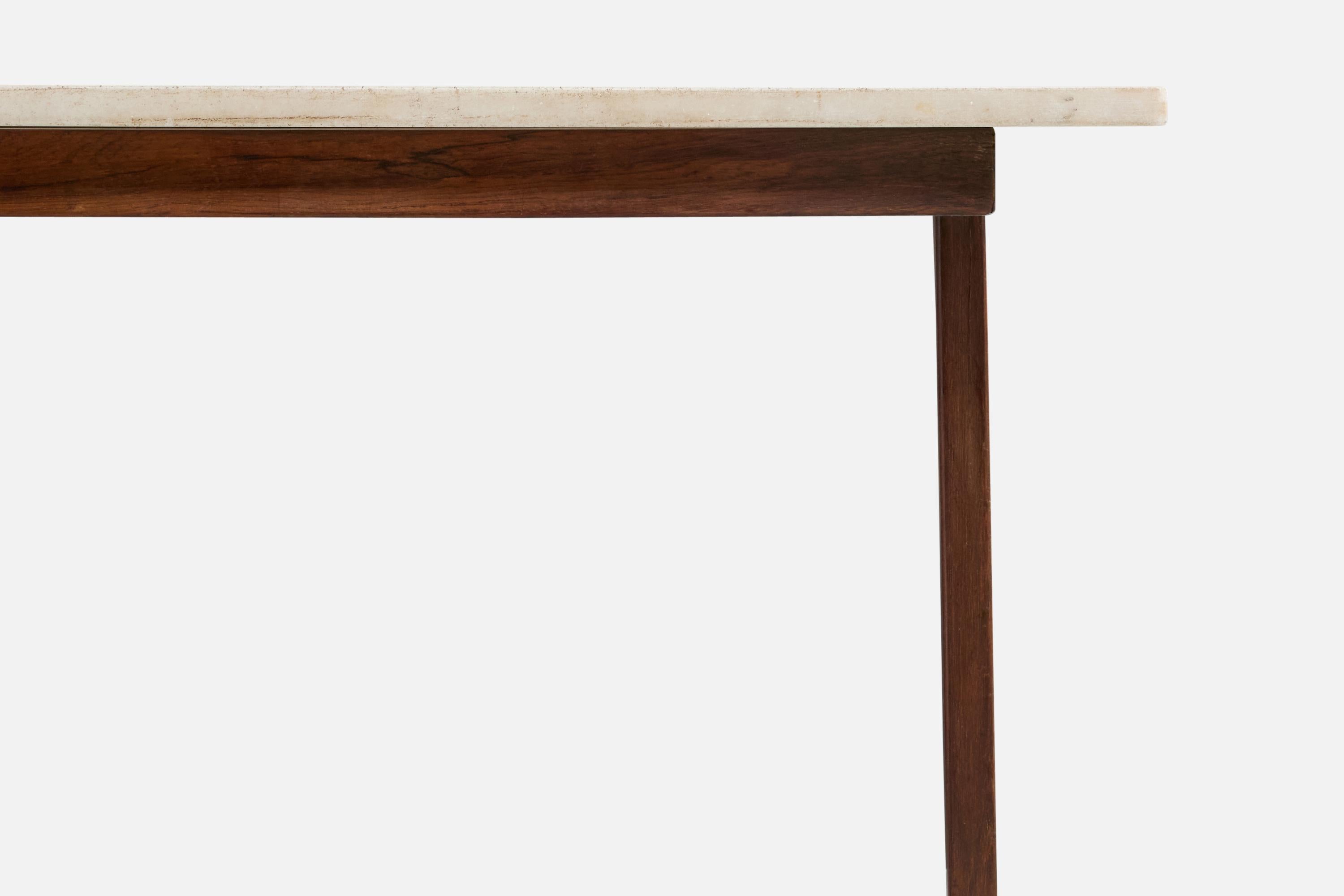 Mid-20th Century Brazilian Designer, Console Table, Wood, Marble, Brazil, 1960s For Sale