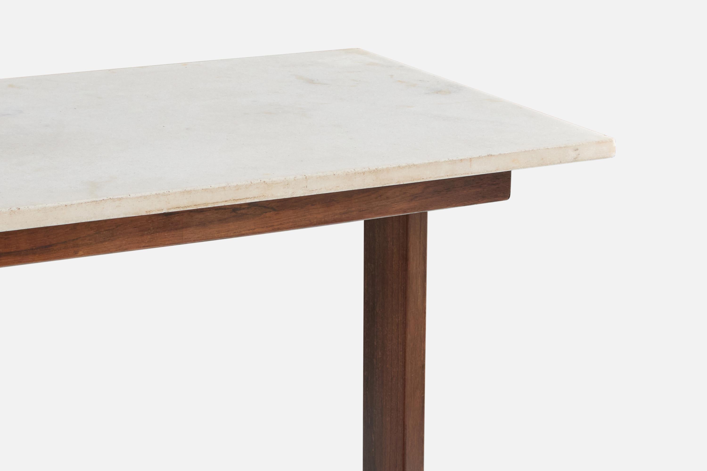 Brazilian Designer, Console Table, Wood, Marble, Brazil, 1960s For Sale 1