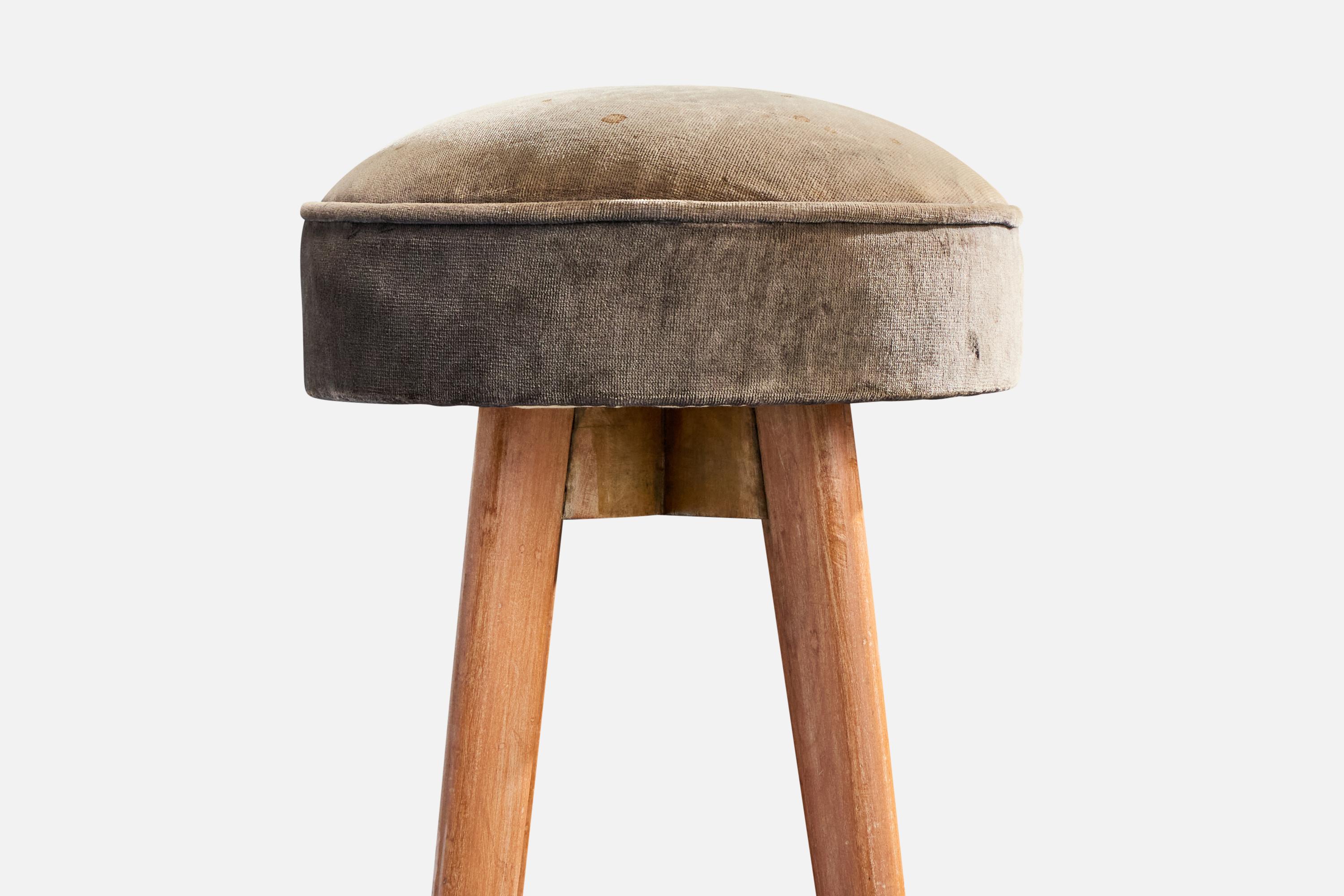 Mid-20th Century Brazilian Designer, Counter Stools, Metal, Wood, Fabric, Brazil, 1950s For Sale