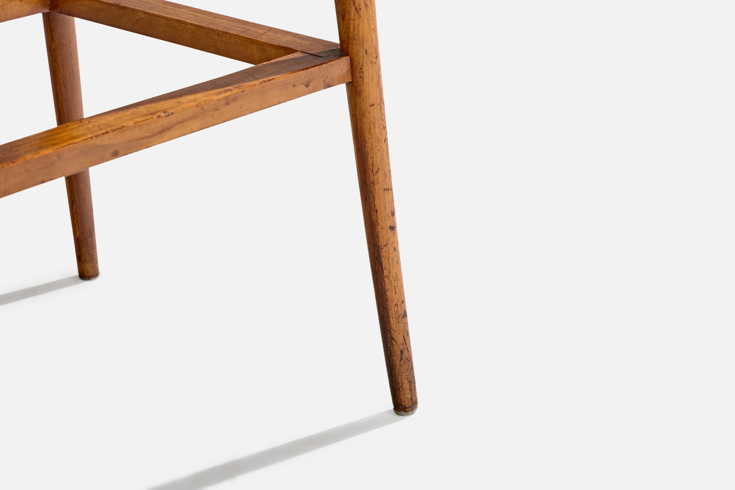 Designer brésilien, tabourets de comptoir, Wood, velours, Brésil, années 1950 en vente 2