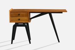 Brazilian Designer, Desk, Wood, Brass, Brazil, 1950s