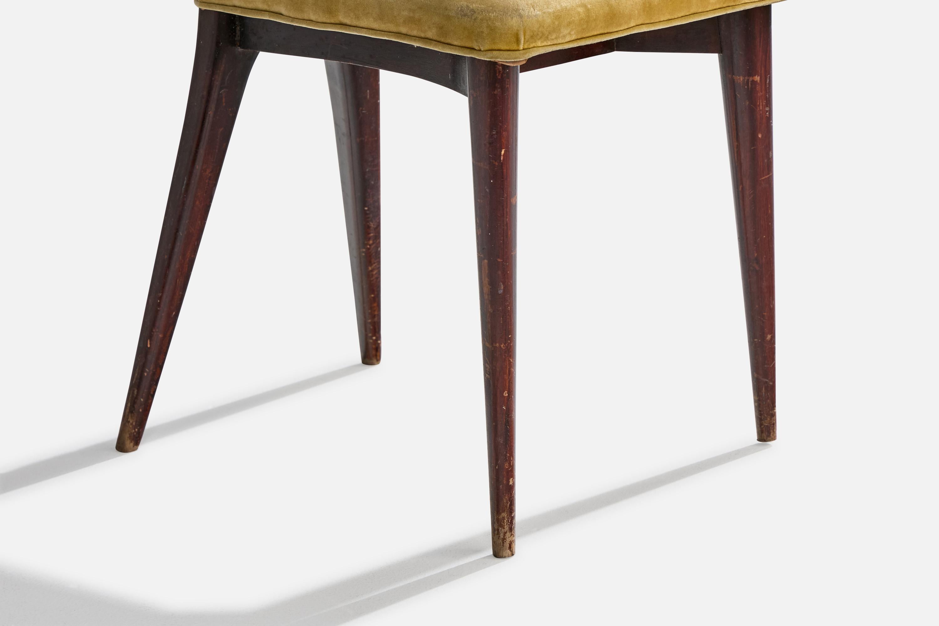 Brazilian Designer, Dining Chairs, Wood, Velvet, Brazil, 1950s For Sale 8
