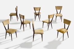 Diseñador Brasileño, Sillas de Comedor, Madera, Terciopelo, Brasil, Años 50
