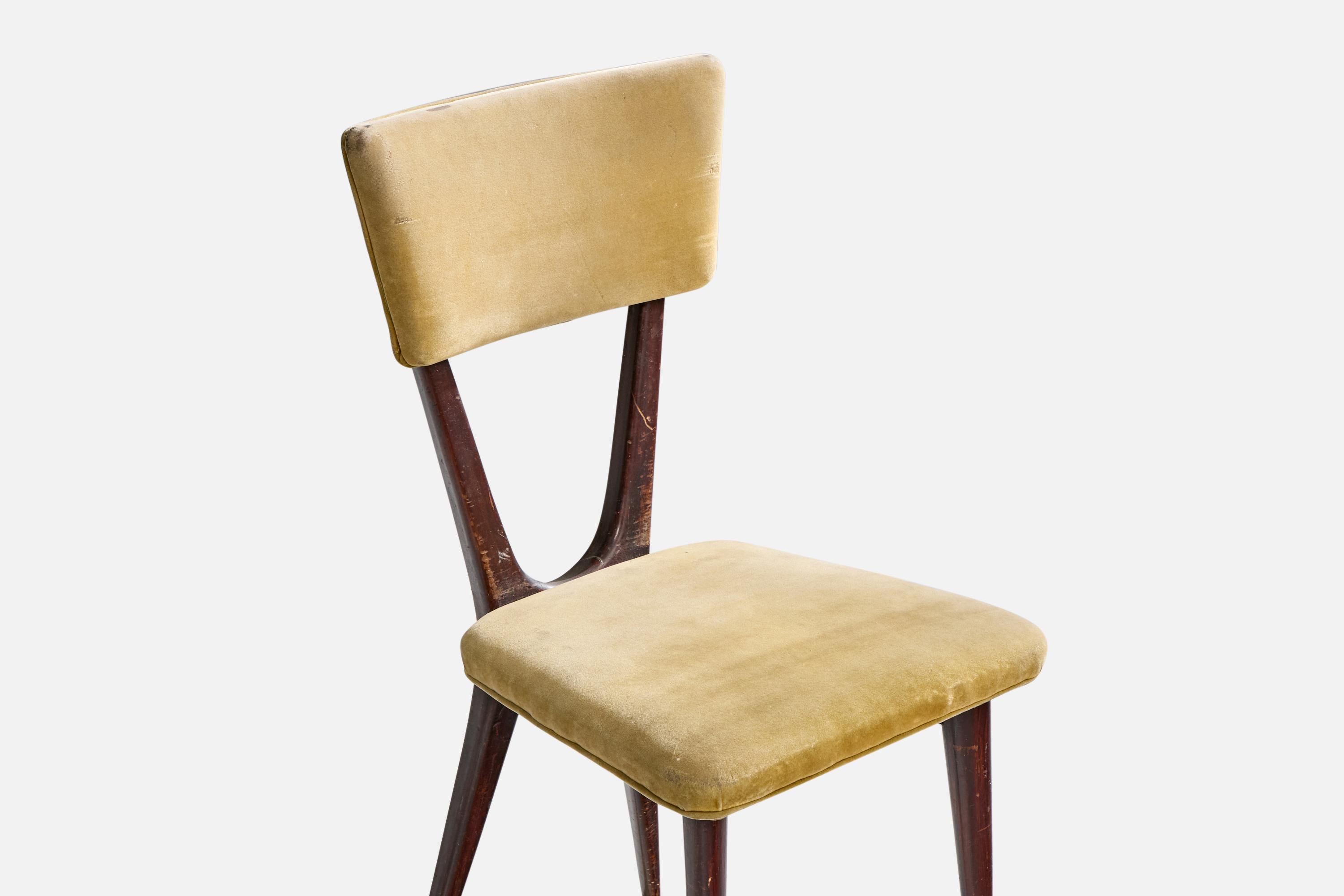 Brazilian Designer, Dining Chairs, Wood, Velvet, Brazil, 1950s For Sale 4