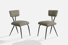 Brazilian Designer, Dining Room Chairs, Metal, Fabric, Brazil, 1950s