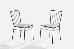 Brazilian Designer, Dining Room Chairs, Metal, Vinyl, 1950s