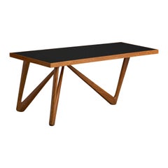 Brazilian Designer, Dining Table, Wood, Glass, Brazil, 1960s