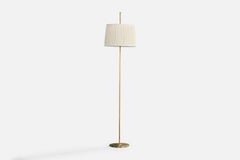 Brazilian Designer, Floor Lamp, Brass, Fabric, Brazil, 1960s