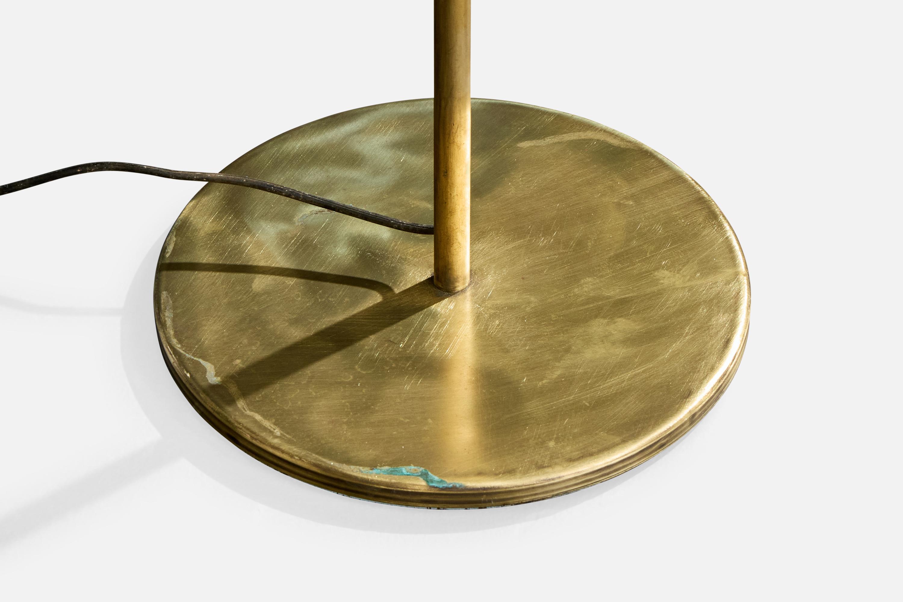 Brasilianischer Designer, Stehlampe, Messing, Stoff, Brasilien, 1960er im Angebot 1