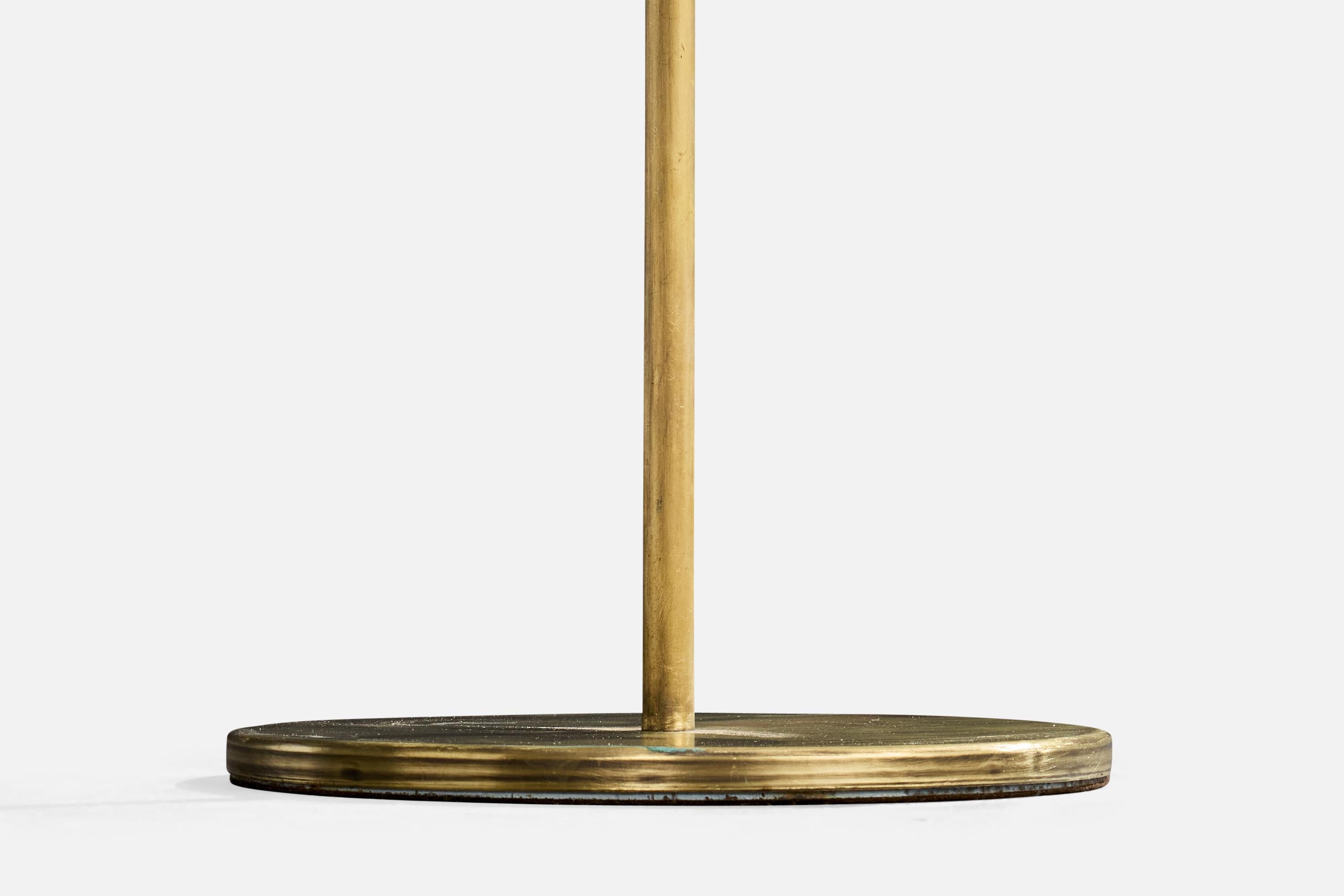 Brasilianischer Designer, Stehlampe, Messing, Stoff, Brasilien, 1960er im Angebot 2