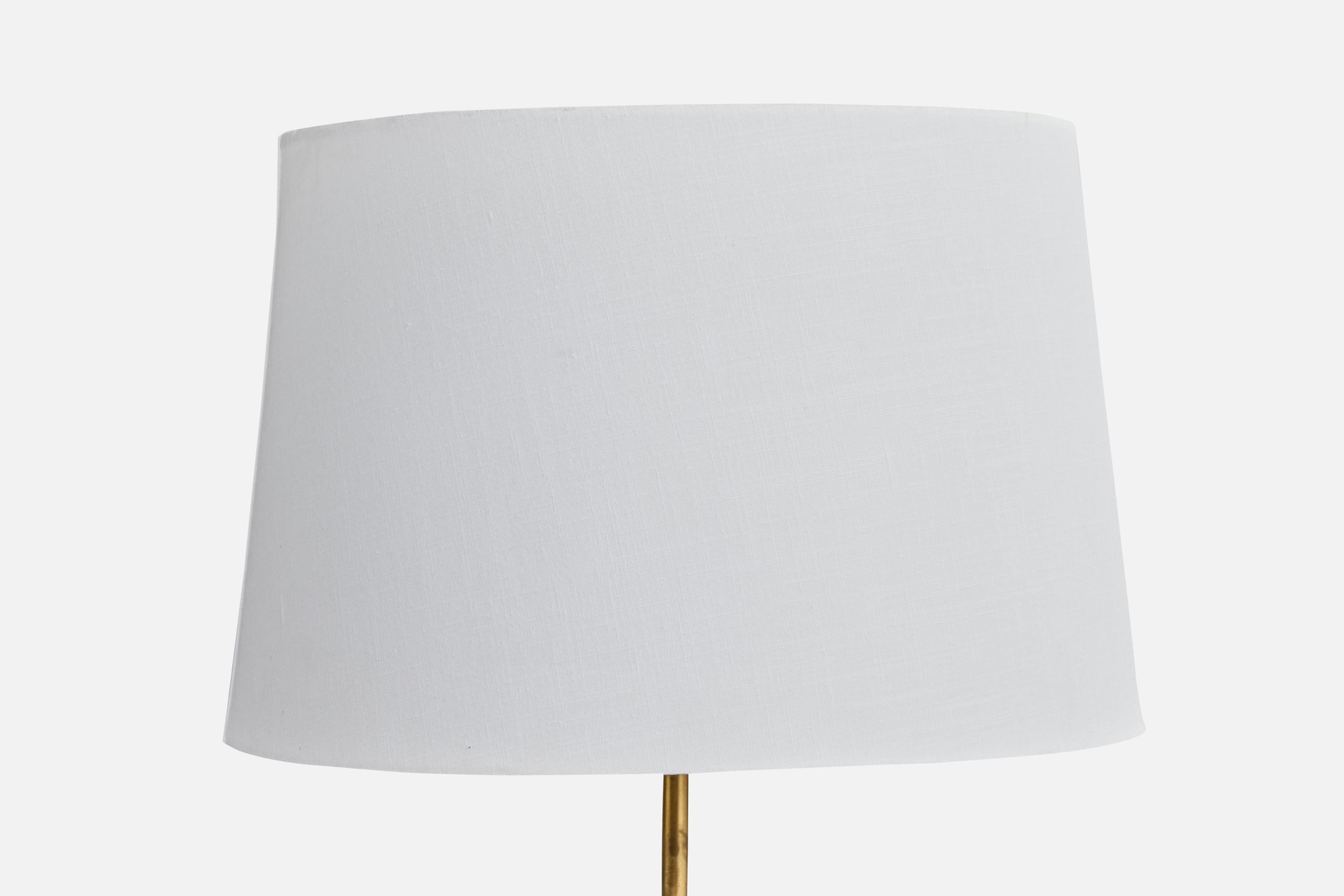 Diseñador brasileño, lámpara de pie, madera, latón, tela, Brasil, años 50 Brasileño en venta