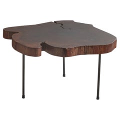 Brazilian Designer, Freeform Coffee Table, Wood, Metal, Brazil, 1950s
