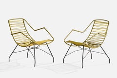 Brazilian Designer, Garden Lounge Chairs, Iron, Plastic, Brazil, 1960s