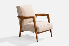 Brazilian Designer, Lounge Chair, Caviúna, Fabric, Brazil, 1961