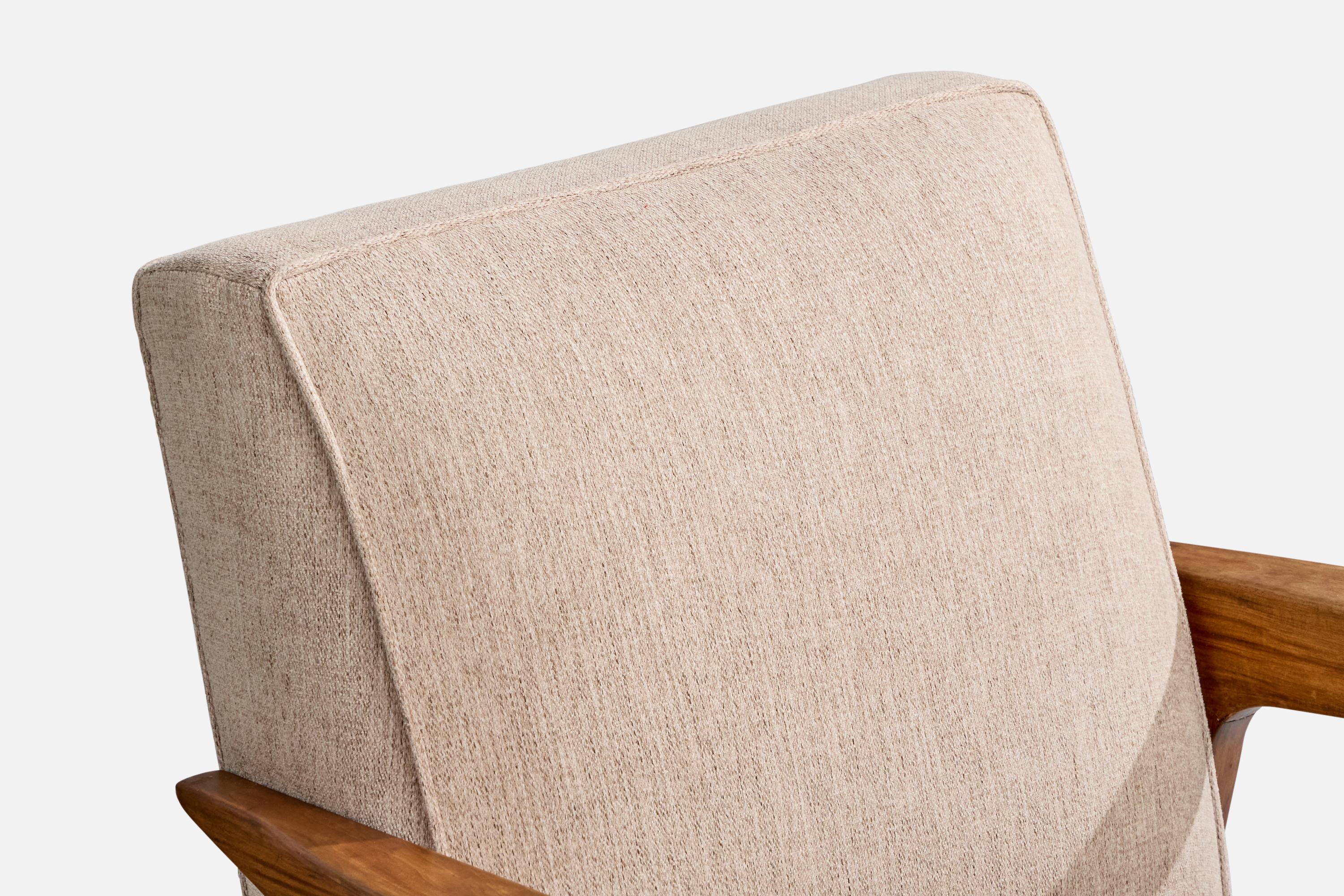 Designer brésilien, chaise longue, Caviúna, tissu, Brésil, 1961 en vente 1