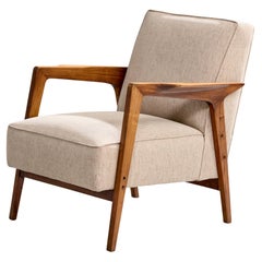 Brasilianischer Designer, Loungesessel, Caviúna, Stoff, Brasilien, 1961