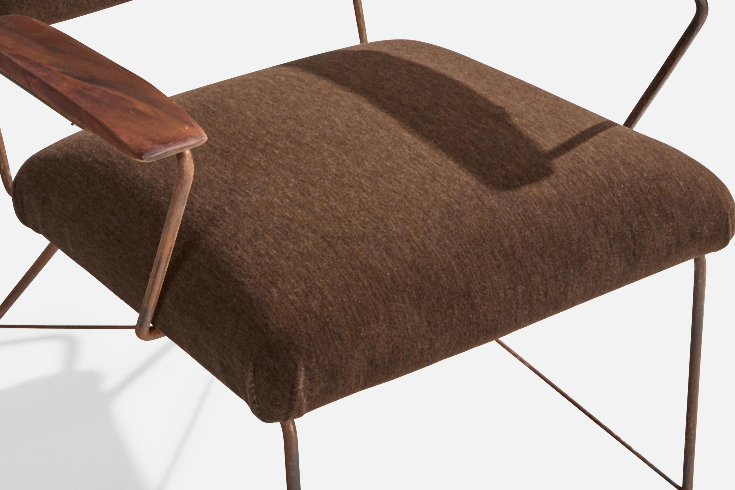 Diseñador brasileño, Silla de salón, Hierro, Madera, Terciopelo, Brasil, Años 50 en venta 4