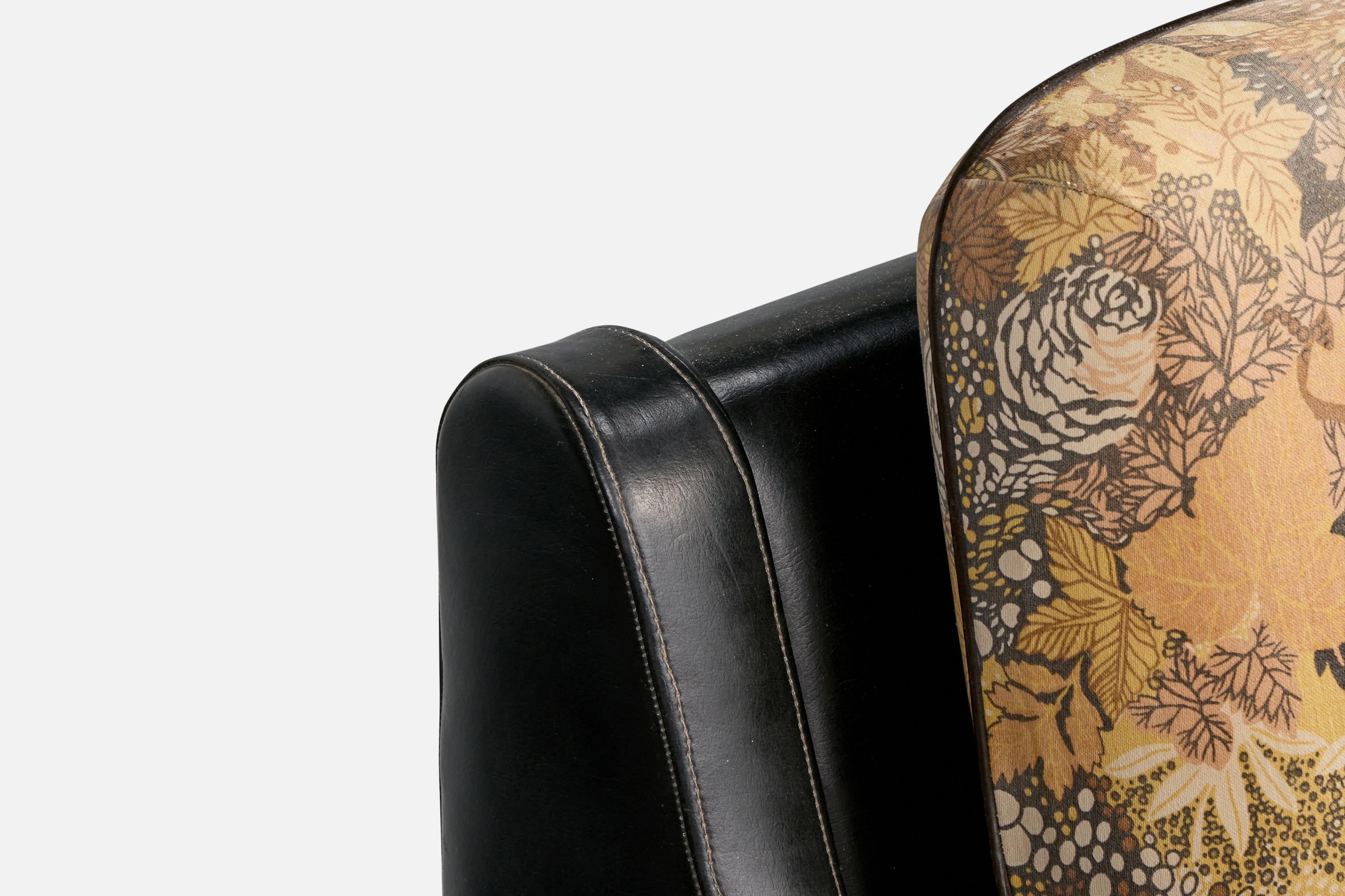 Brazilian Designer, Lounge Chair, Leatherette, Fabric, Wood, Brazil, 1960s For Sale 8