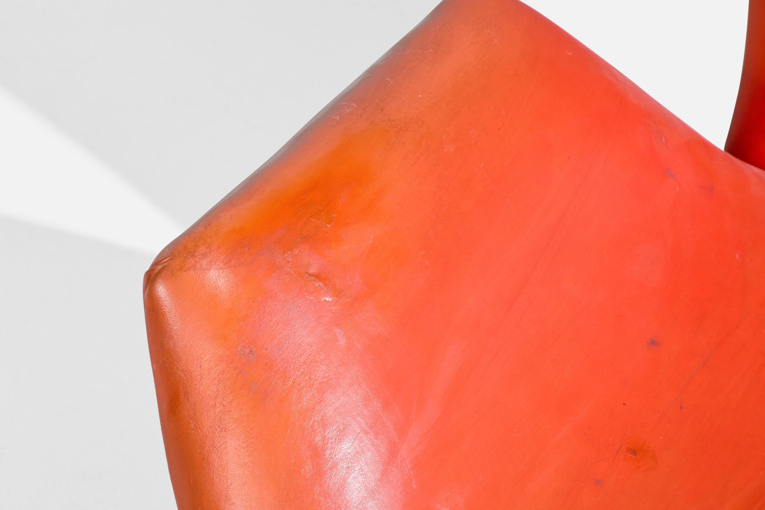 Brazilian Designer, Lounge Chair, Leatherette, Wood, Brazil, 1950s For Sale 4