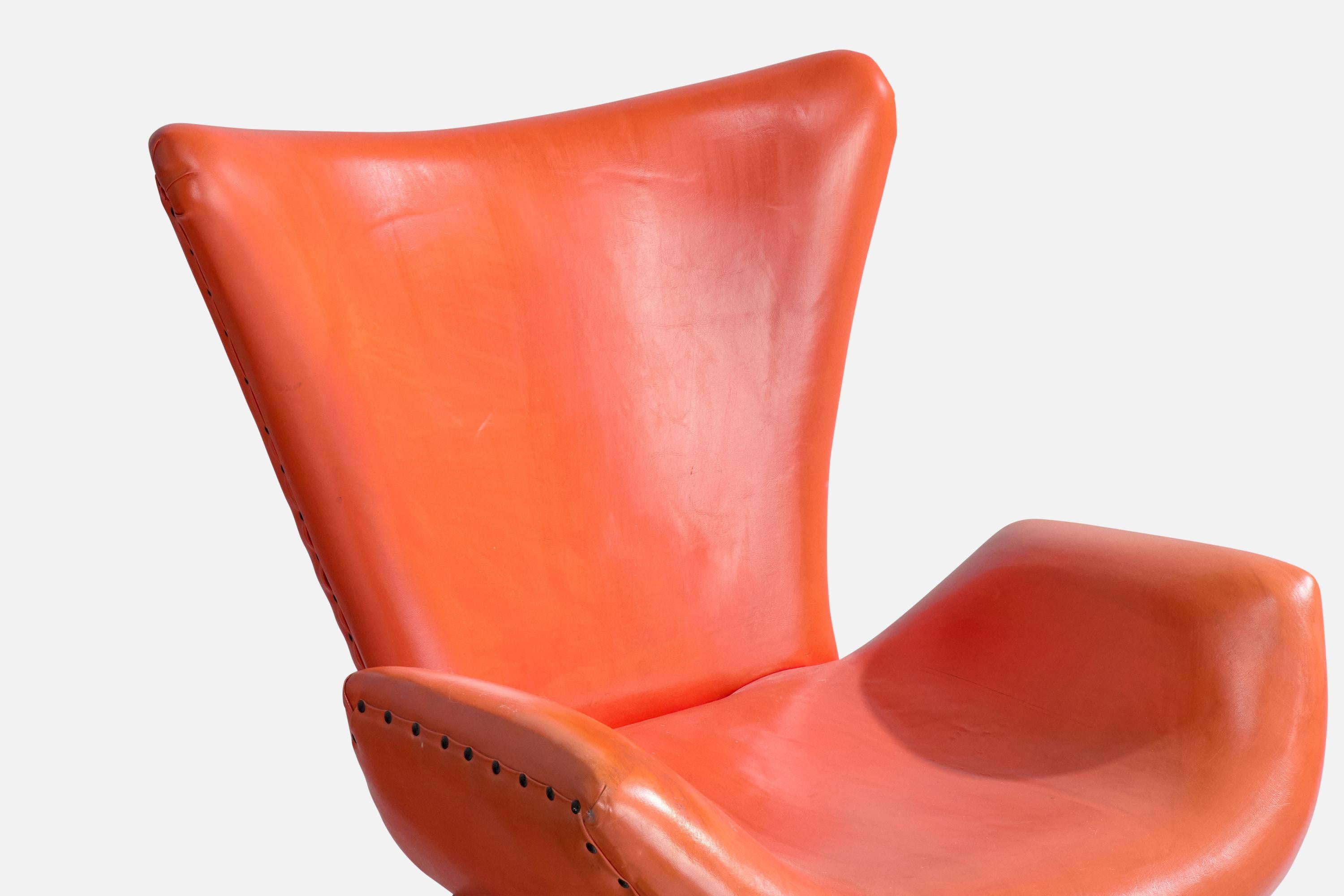 Brazilian Designer, Lounge Chair, Leatherette, Wood, Brazil, 1950s For Sale 1