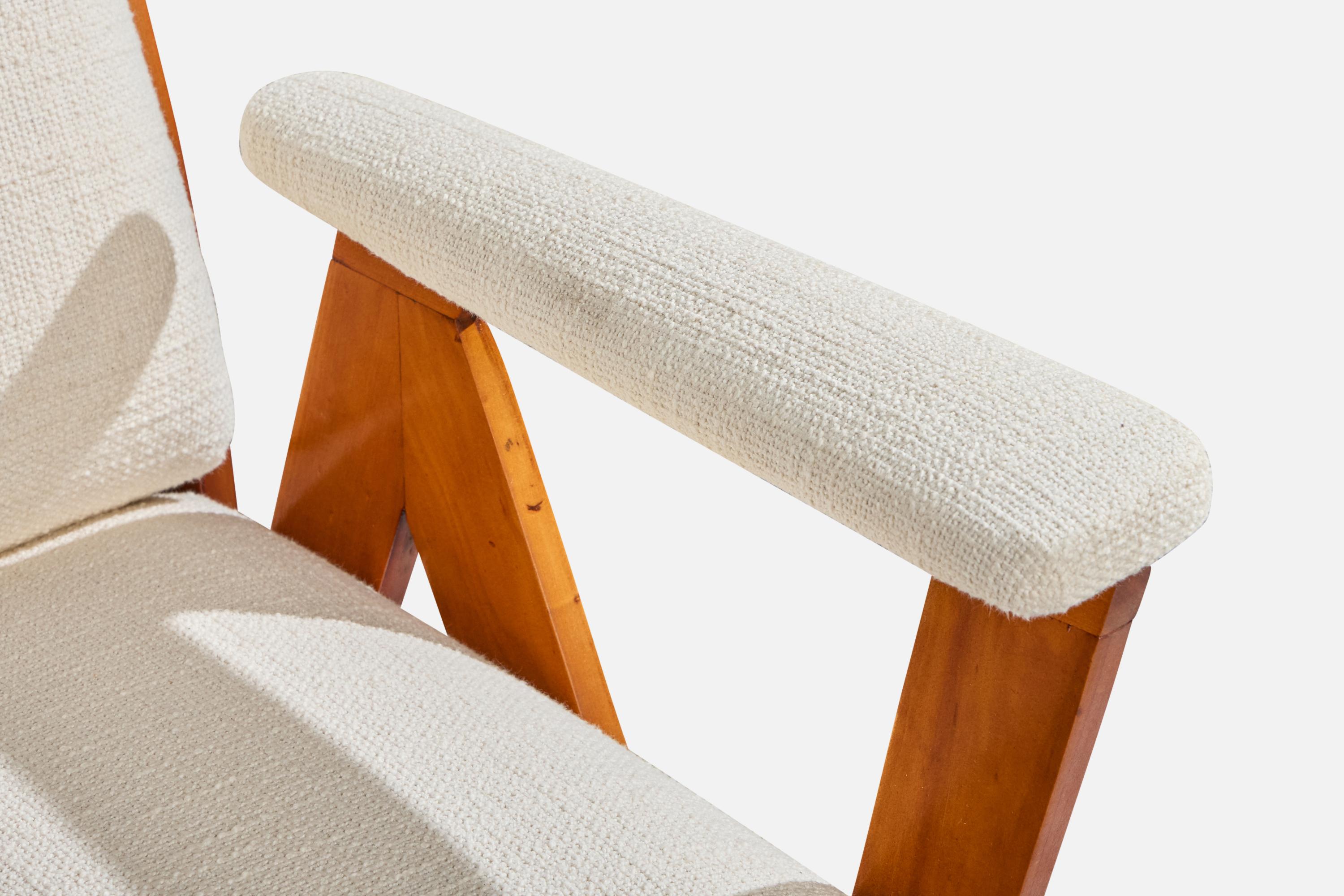 Designer brésilien, chaise longue, contreplaqué, tissu, Brésil, années 1950 en vente 4