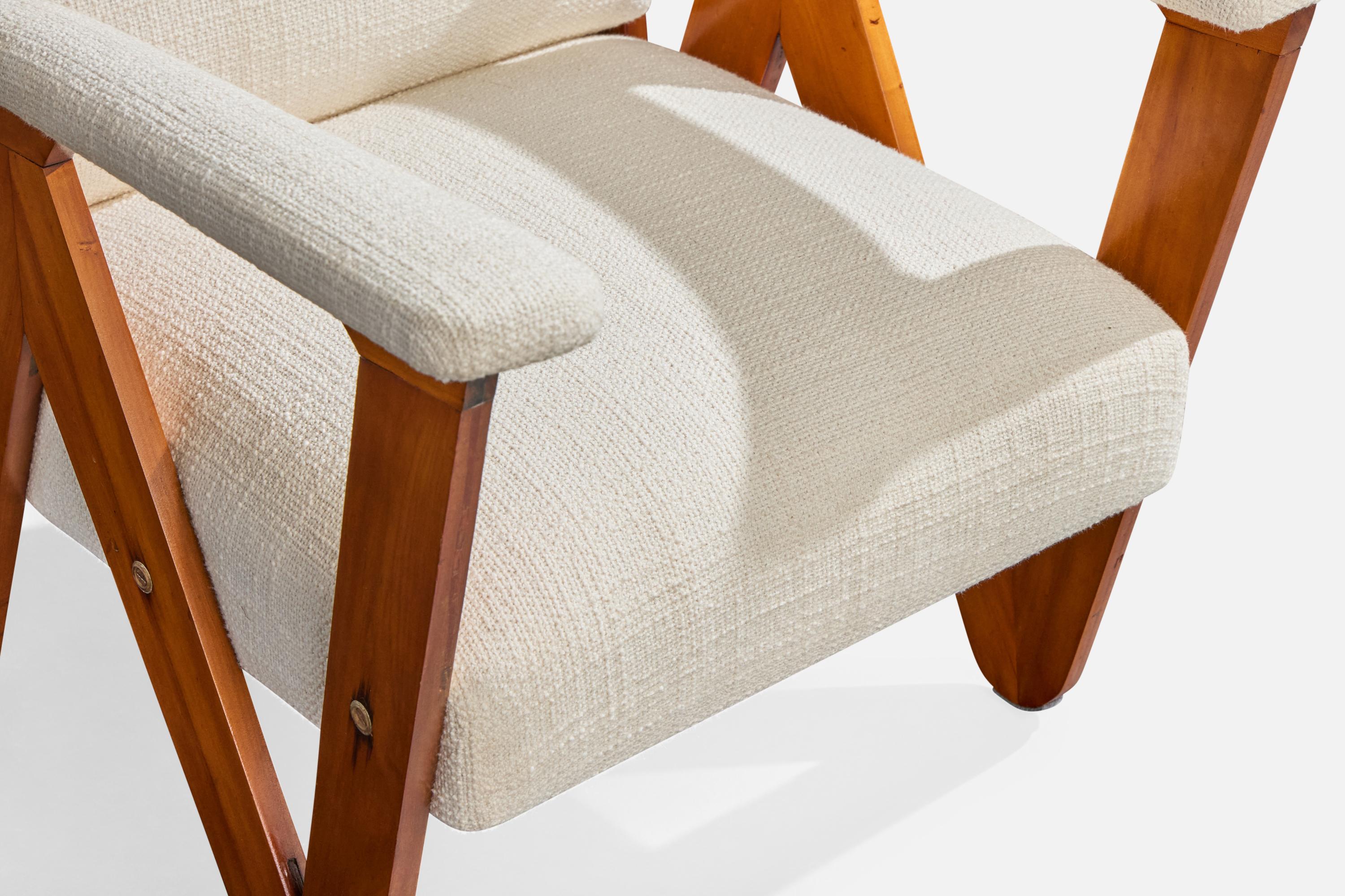 Designer brésilien, chaise longue, contreplaqué, tissu, Brésil, années 1950 en vente 5