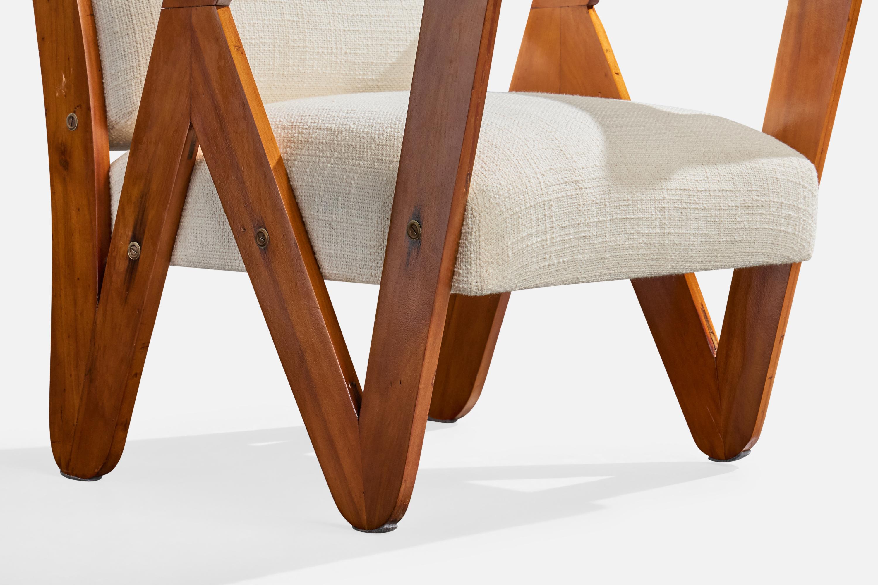 Mid-Century Modern Designer brésilien, chaise longue, contreplaqué, tissu, Brésil, années 1950 en vente