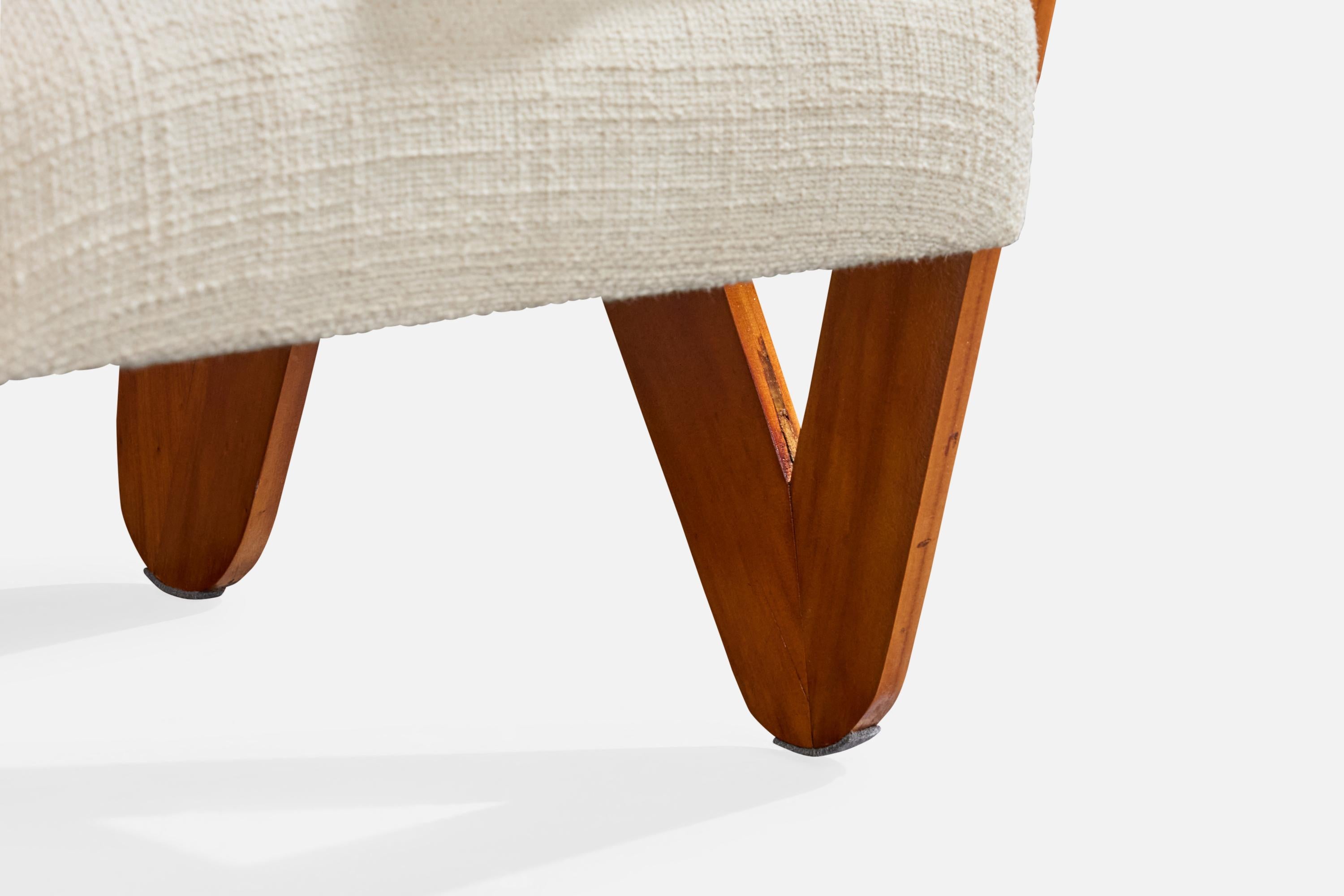 Brésilien Designer brésilien, chaise longue, contreplaqué, tissu, Brésil, années 1950 en vente