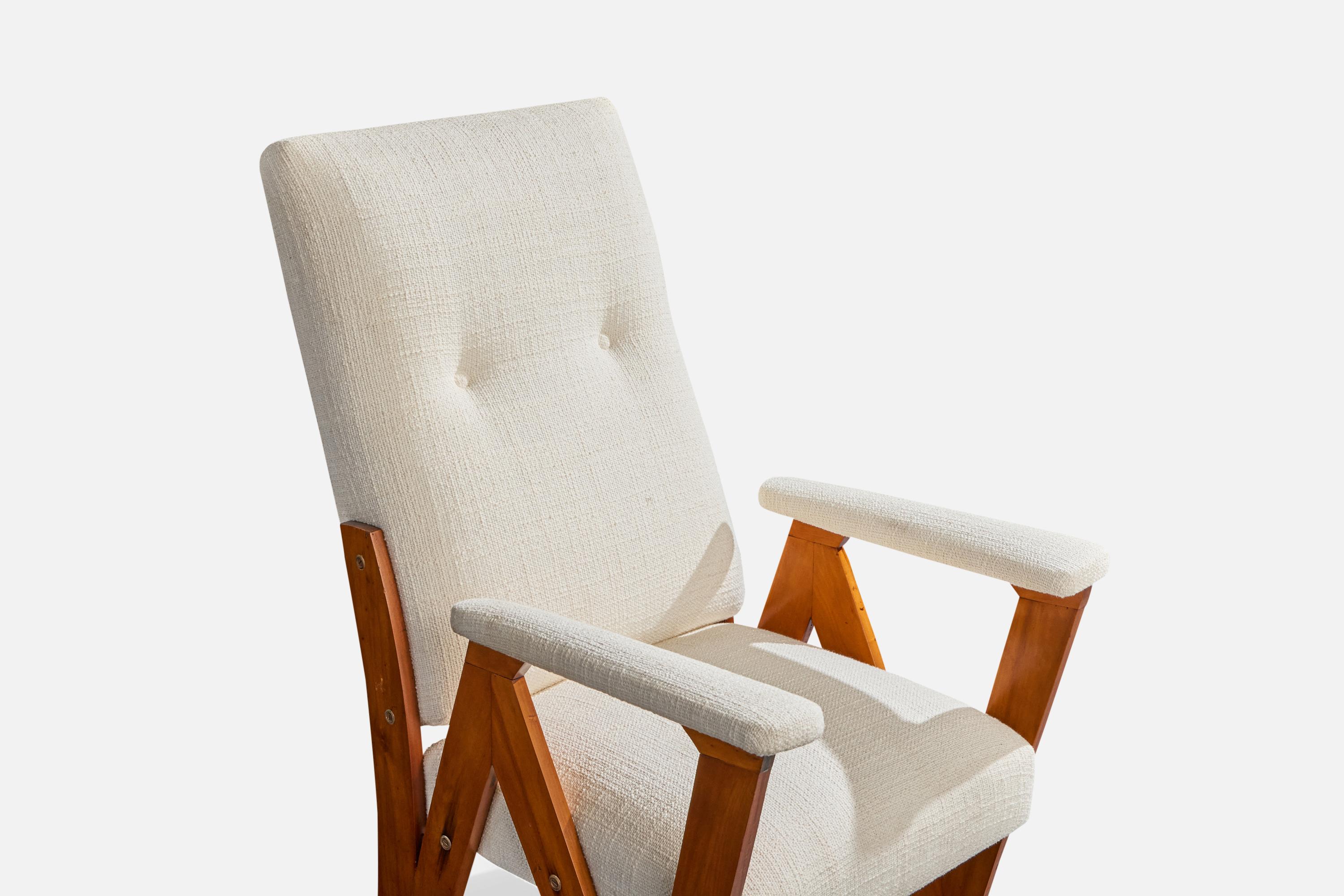 Designer brésilien, chaise longue, contreplaqué, tissu, Brésil, années 1950 en vente 2