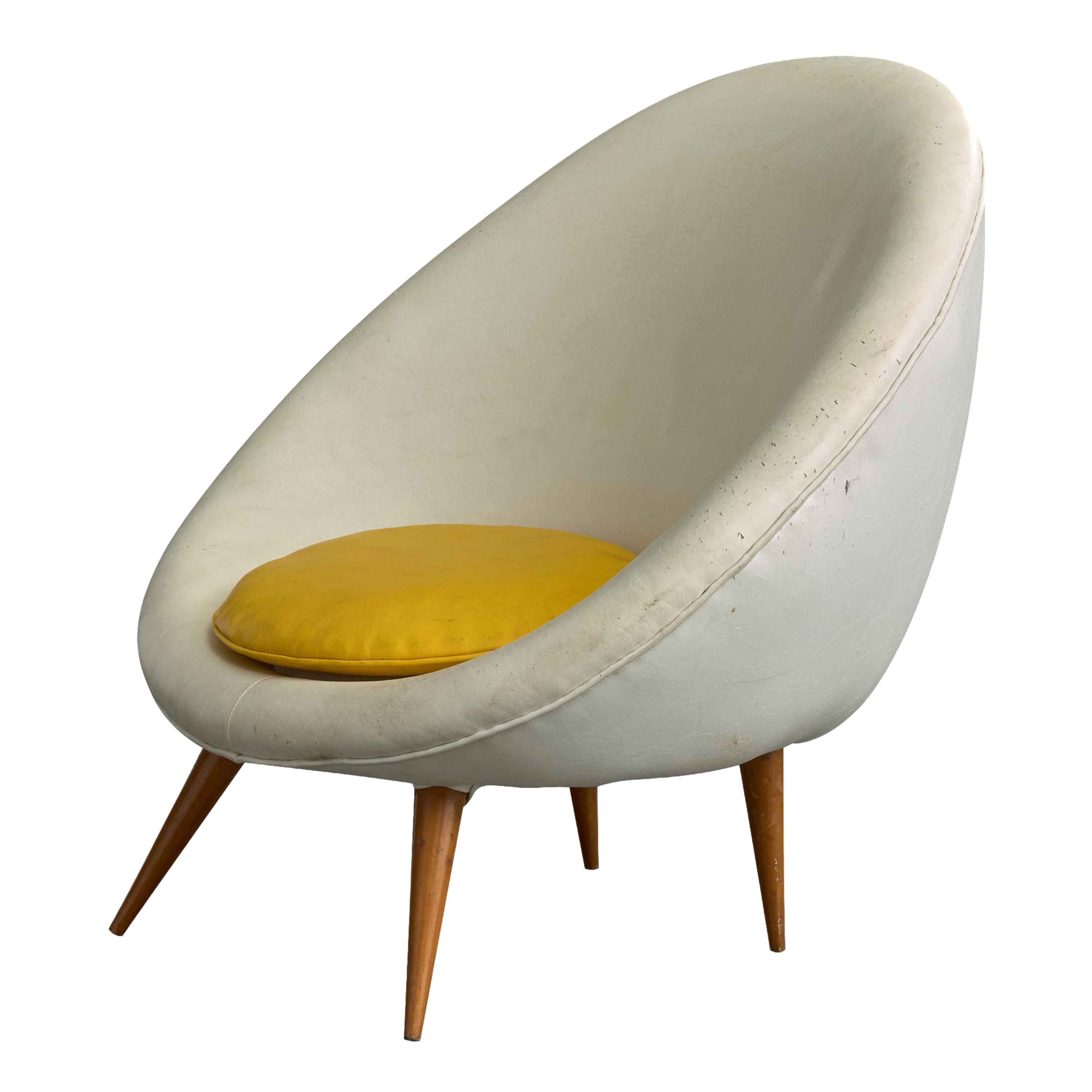 Brazilian Designer, Lounge Chair, Vinyl, Wood, Brazil, 1950s
