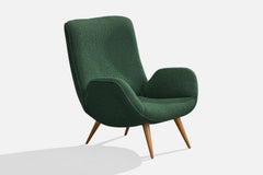 Brazilian Designer, Lounge Chair, Wood, Fabric, Brazil, 1950s