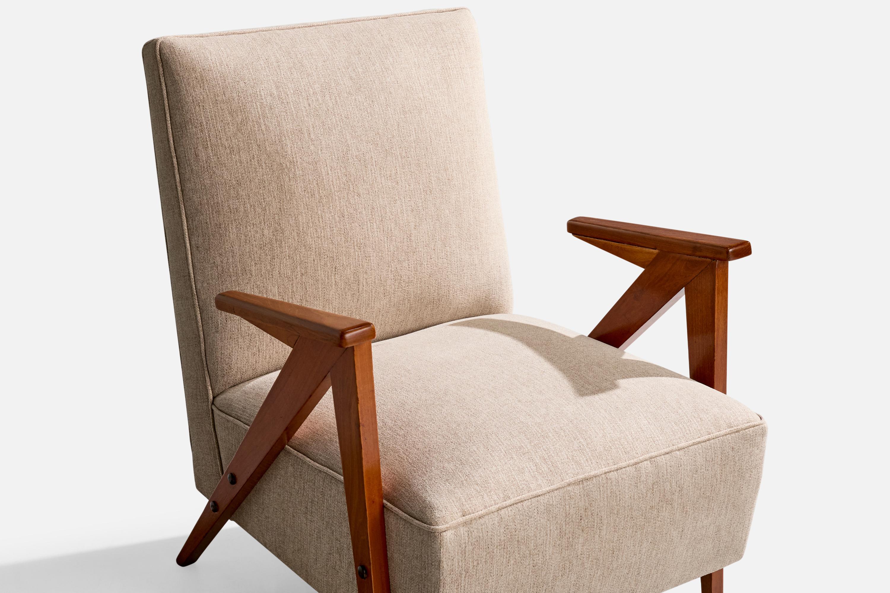 Diseñador brasileño, Silla de salón, Madera, Tela, Brasil, Años 1950 en venta 1