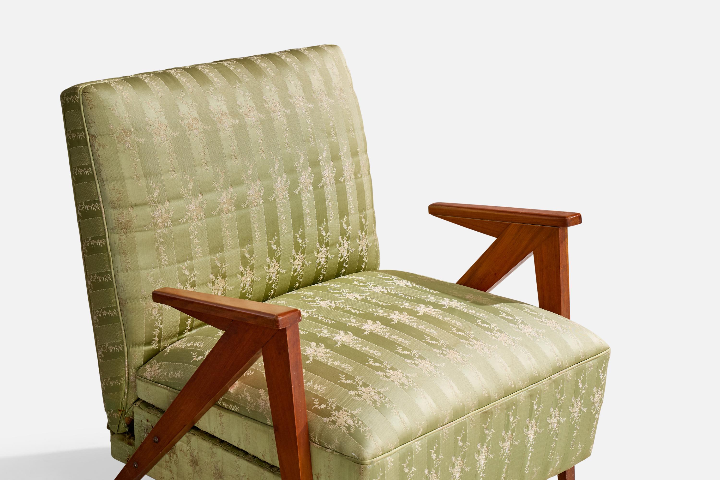 Tessuto Designer brasiliano, sedia da salotto, Wood, Fabrice, Brasile, anni '1950 in vendita