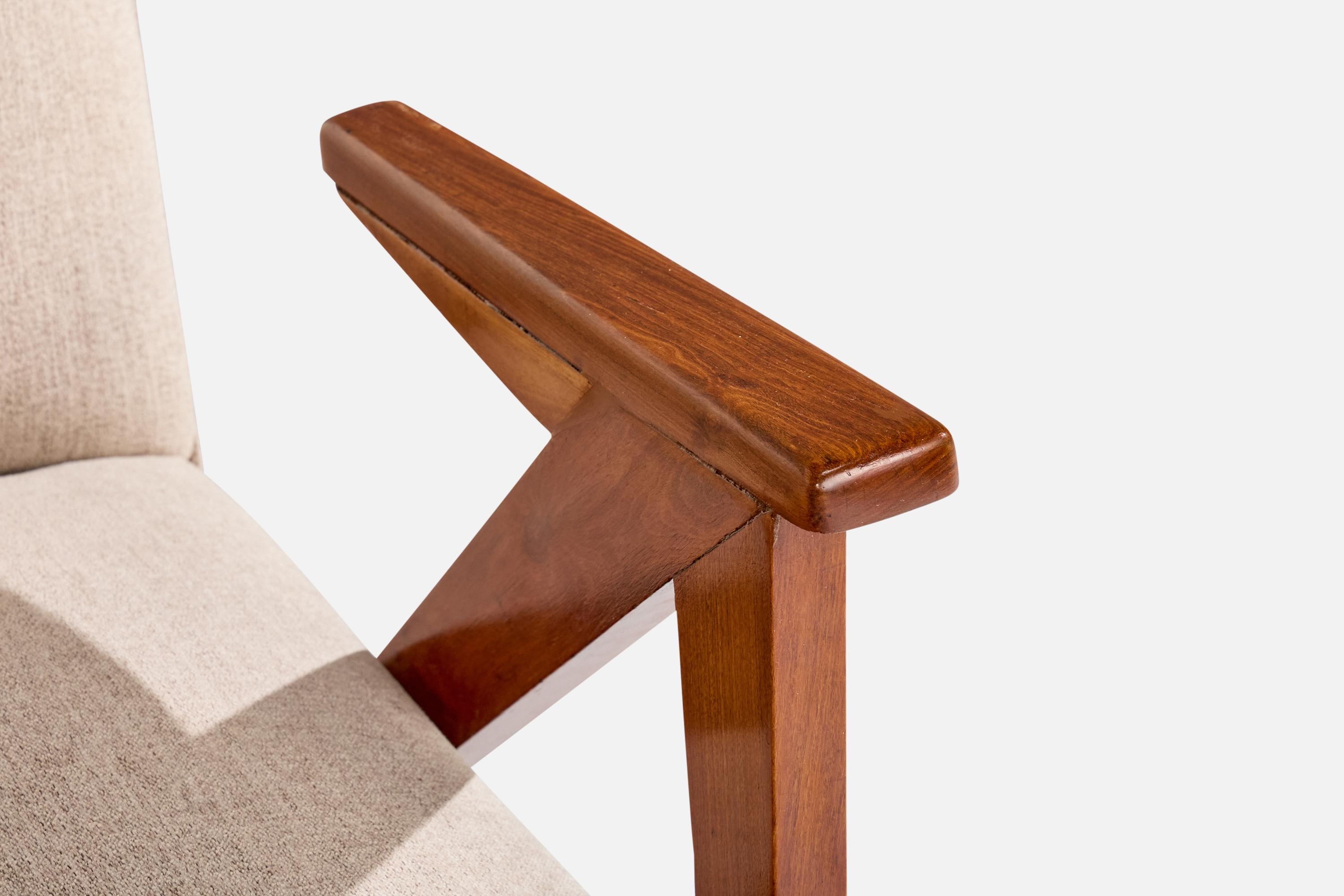 Diseñador brasileño, Silla de salón, Madera, Tela, Brasil, Años 1950 en venta 3
