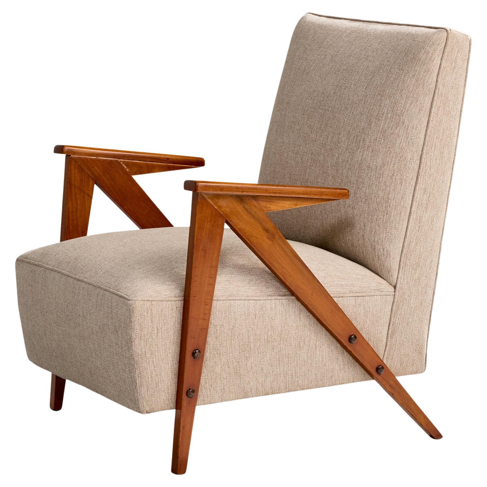 Designer brasiliano, sedia da salotto, Wood, Fabrice, Brasile, anni '1950