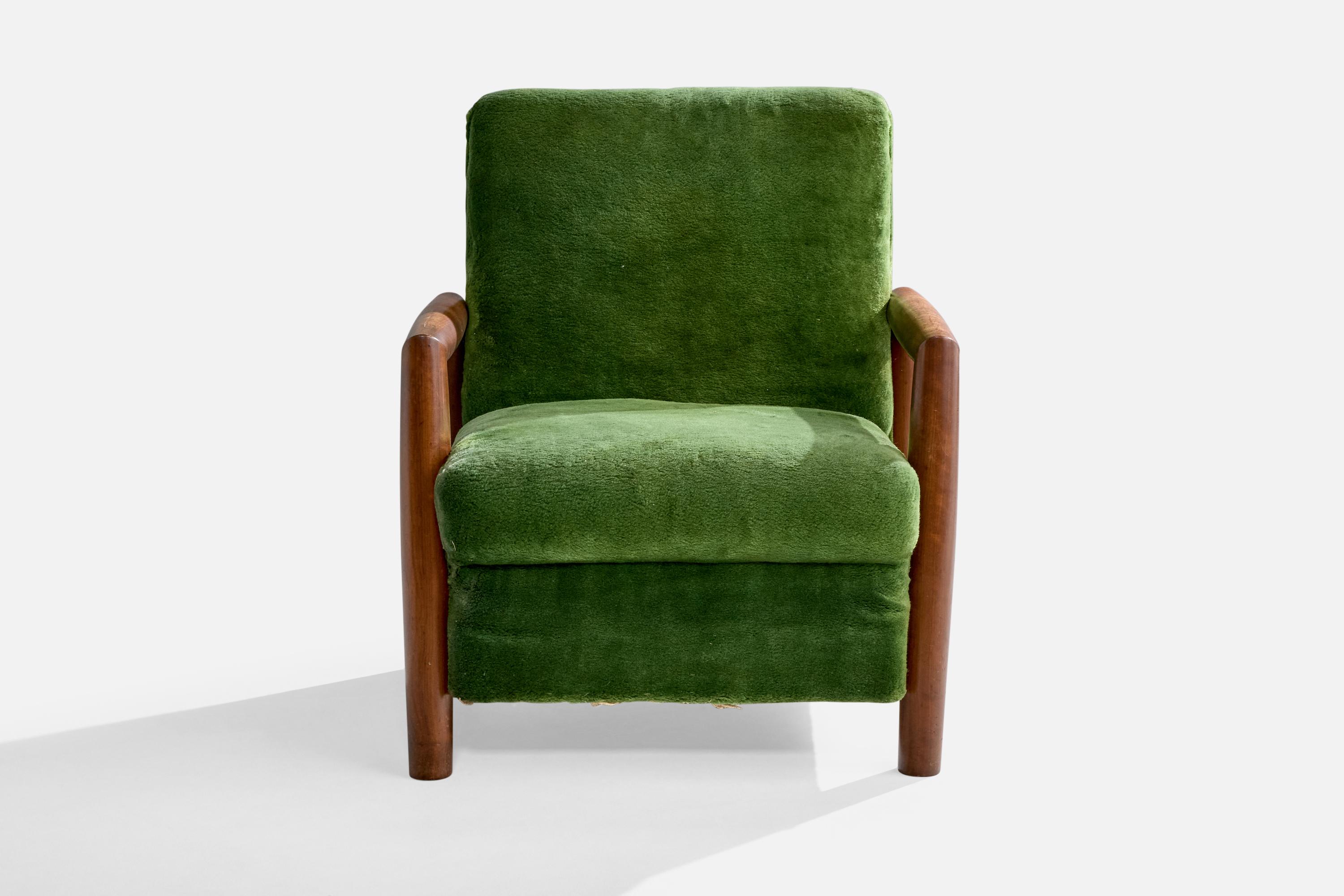 Brasilianischer Designer, Loungesessel, Holz, Stoff, Brasilien, 1960er Jahre im Zustand „Gut“ im Angebot in High Point, NC