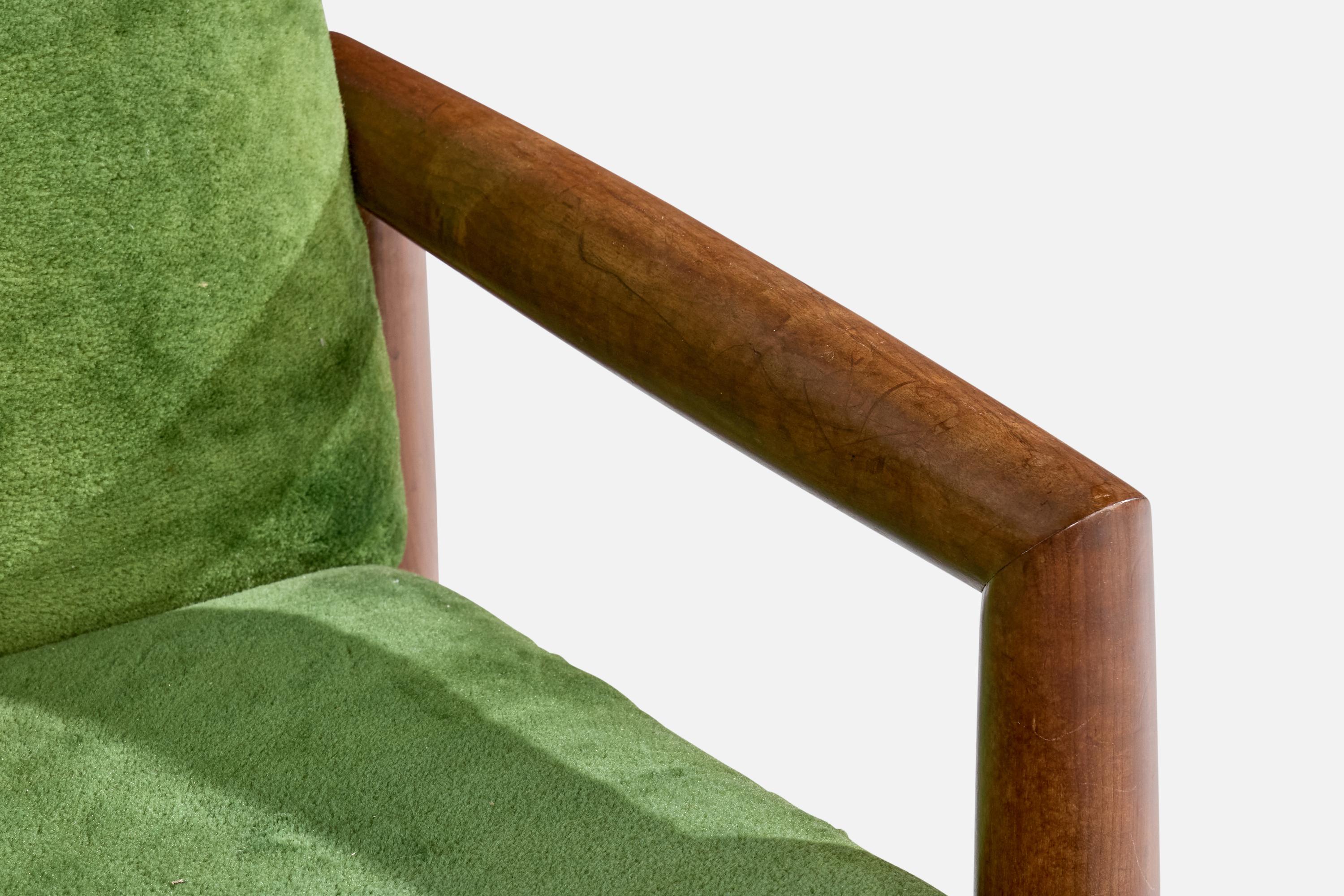 Brasilianischer Designer, Loungesessel, Holz, Stoff, Brasilien, 1960er Jahre im Angebot 4